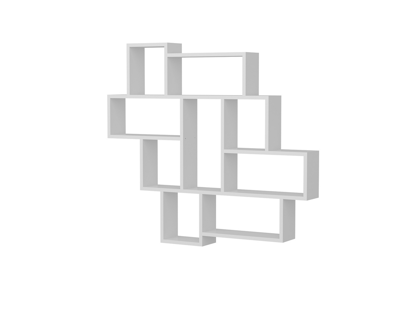 Norda Design moderne hvit vegghylle, 115.5 x 103.5 x 15 cm, 100% melaminbelagt, 18 mm tykk, stilig oppbevaringsløsning