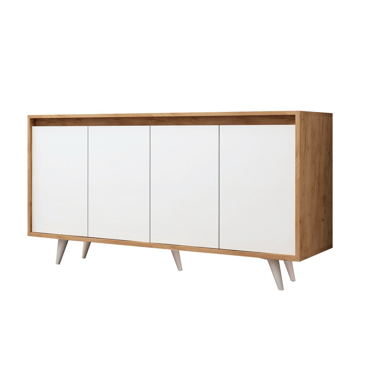 Norda Design moderne konsollbord, eik og hvit, 140 cm | 100% melaminbelagt, 18 mm tykk, veggmonterbar, skandinavisk design