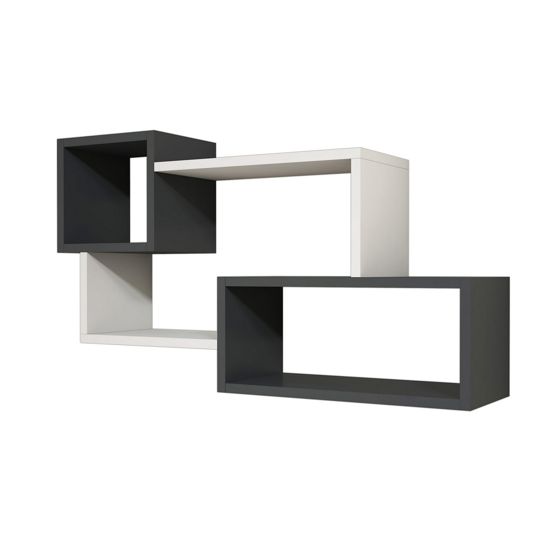 Norda Design moderne vegghylle, 90.6 cm, hvit og antrasitt, 100% melaminbelagt, 18 mm tykk | stilig og funksjonell