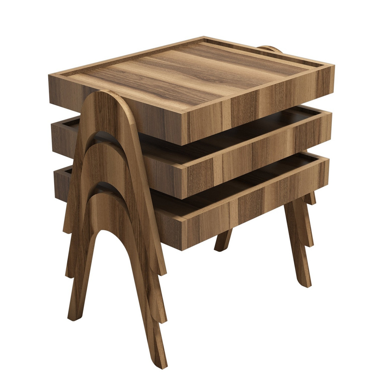 Norda Design moderne valnøtt sett med innskuddsbord (3 deler), 53.6 cm | 100% melaminbelagt, 18 mm tykk | stilig og funksjonell