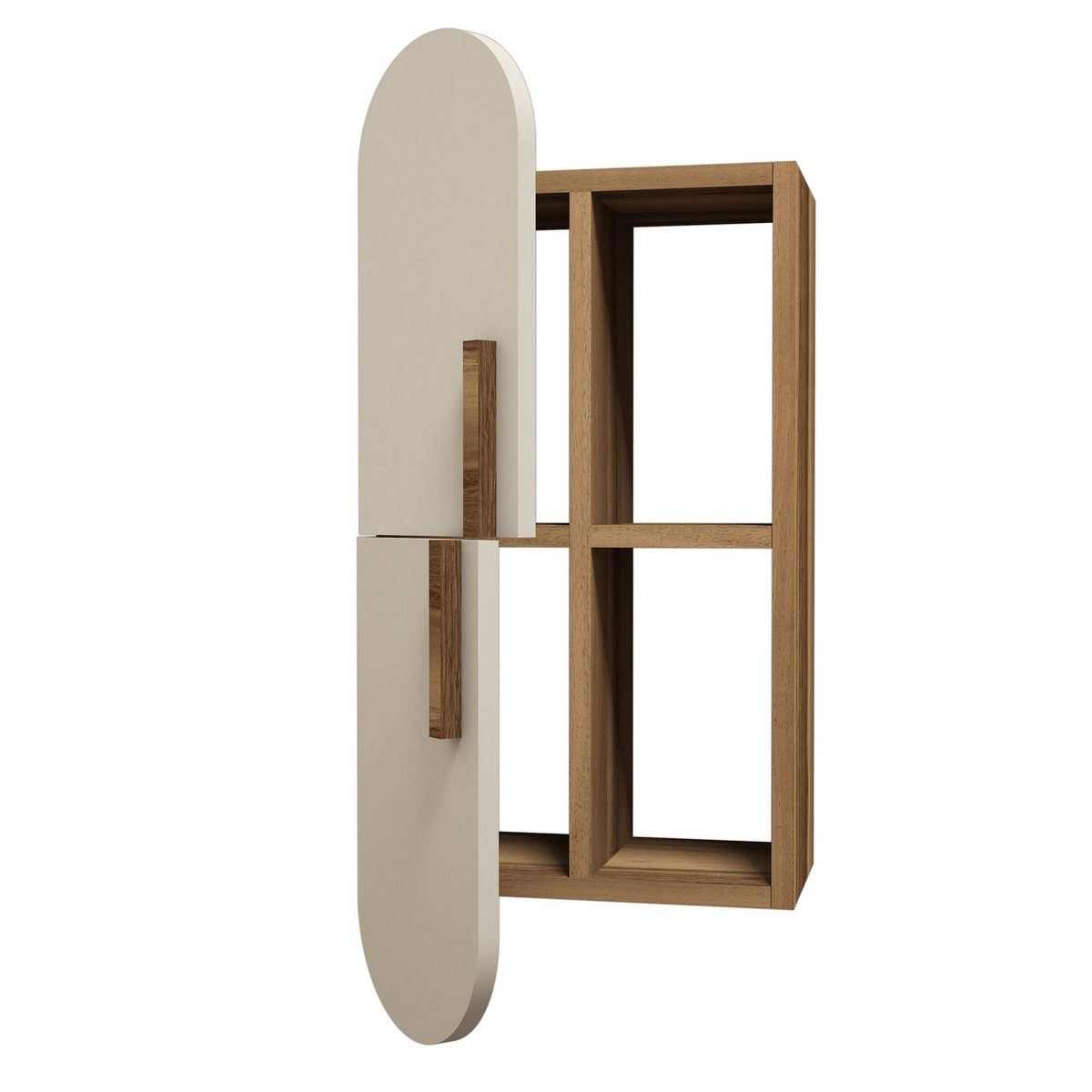 Norda Design moderne vegghylle, valnøtt og krem, 35x60x22 cm | 100% melaminbelagt, 18 mm tykk | stilig og funksjonell