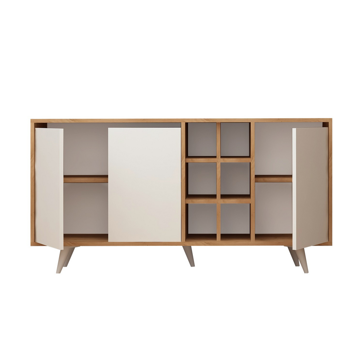 Norda Design moderne konsollbord, eik og hvit, 140 cm | 100% melaminbelagt, 18 mm tykk, veggmonterbar, skandinavisk design