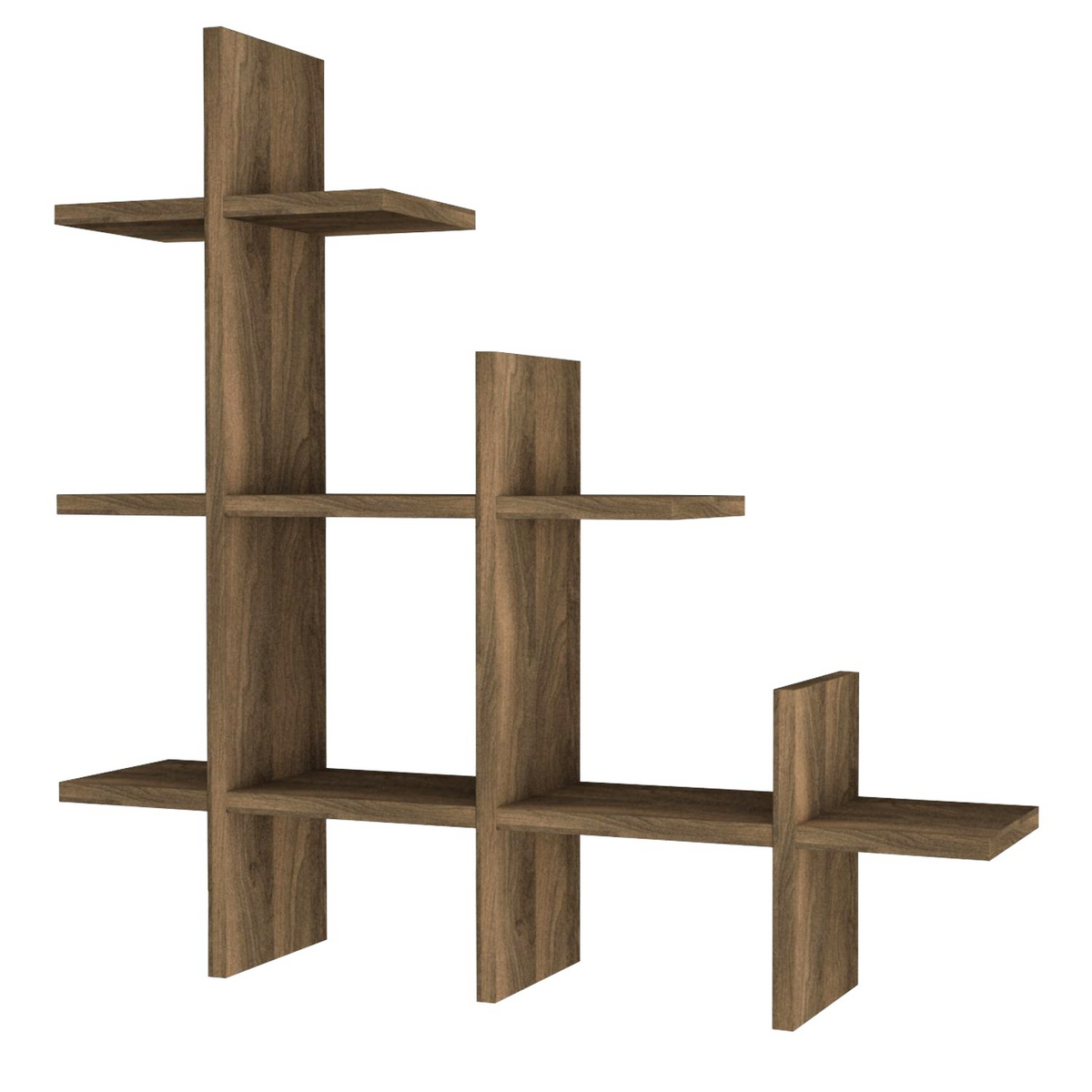 Norda Design moderne valnøtt vegghylle, 76.4 x 80 x 18 cm | 100% melaminbelagt, 18 mm tykk | stilig oppbevaringsløsning