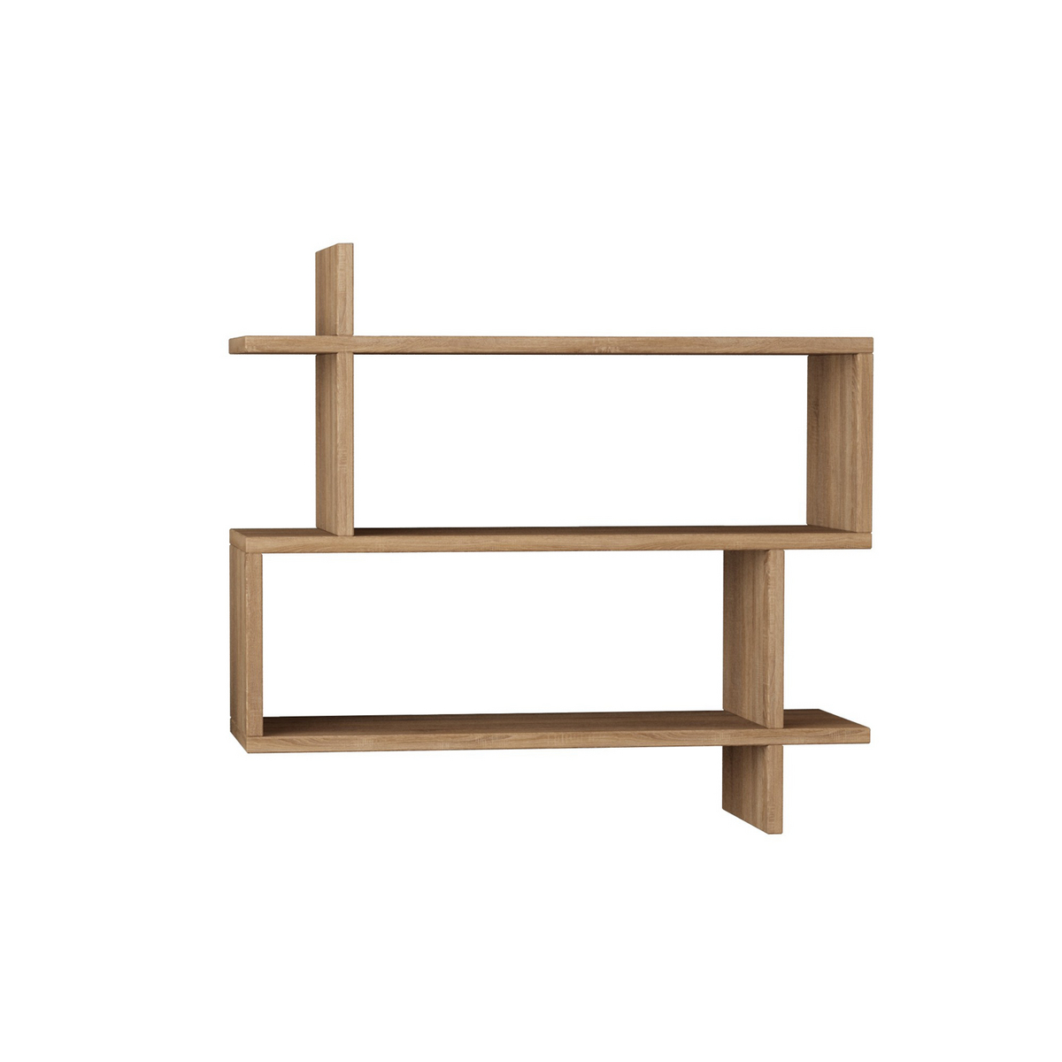 Norda Design moderne vegghylle, eikefarge, 70 x 65.5 x 22 cm | 100% melaminbelagt, 18 mm tykk | stilig og funksjonell