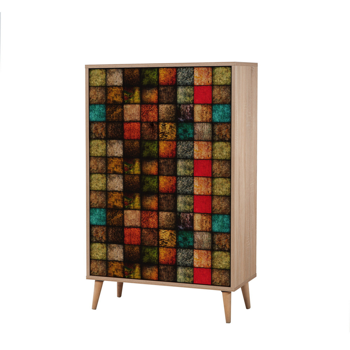Norda Design moderne multifunksjonelt skap, Sonoma-eik, 80x127x36 cm | 100% melamin, agnbøkben, UV Coating