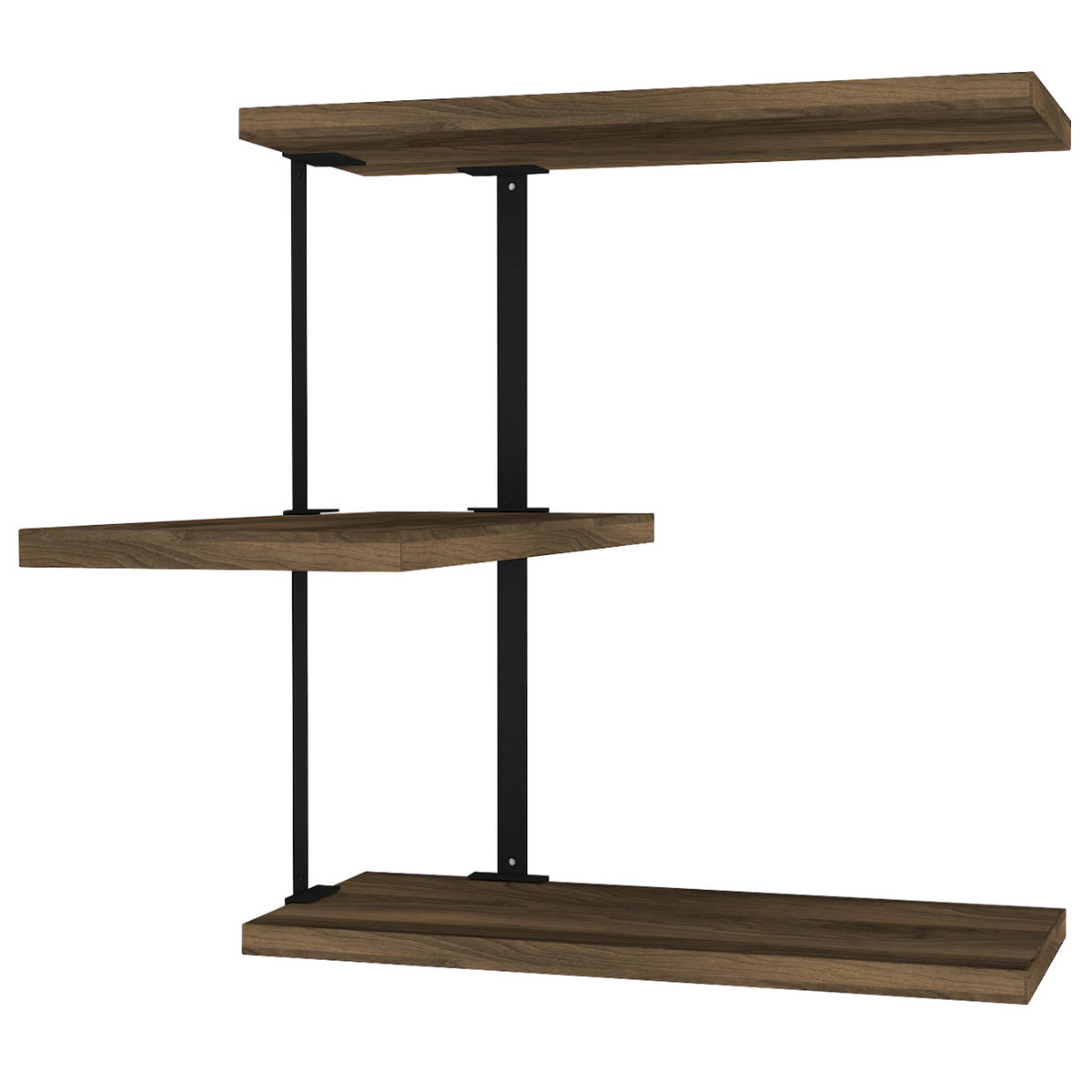 Norda Design moderne vegghylle med metallramme, valnøtt og svart, 45x47.4x20 cm | 100% melaminbelagt, 18 mm tykk