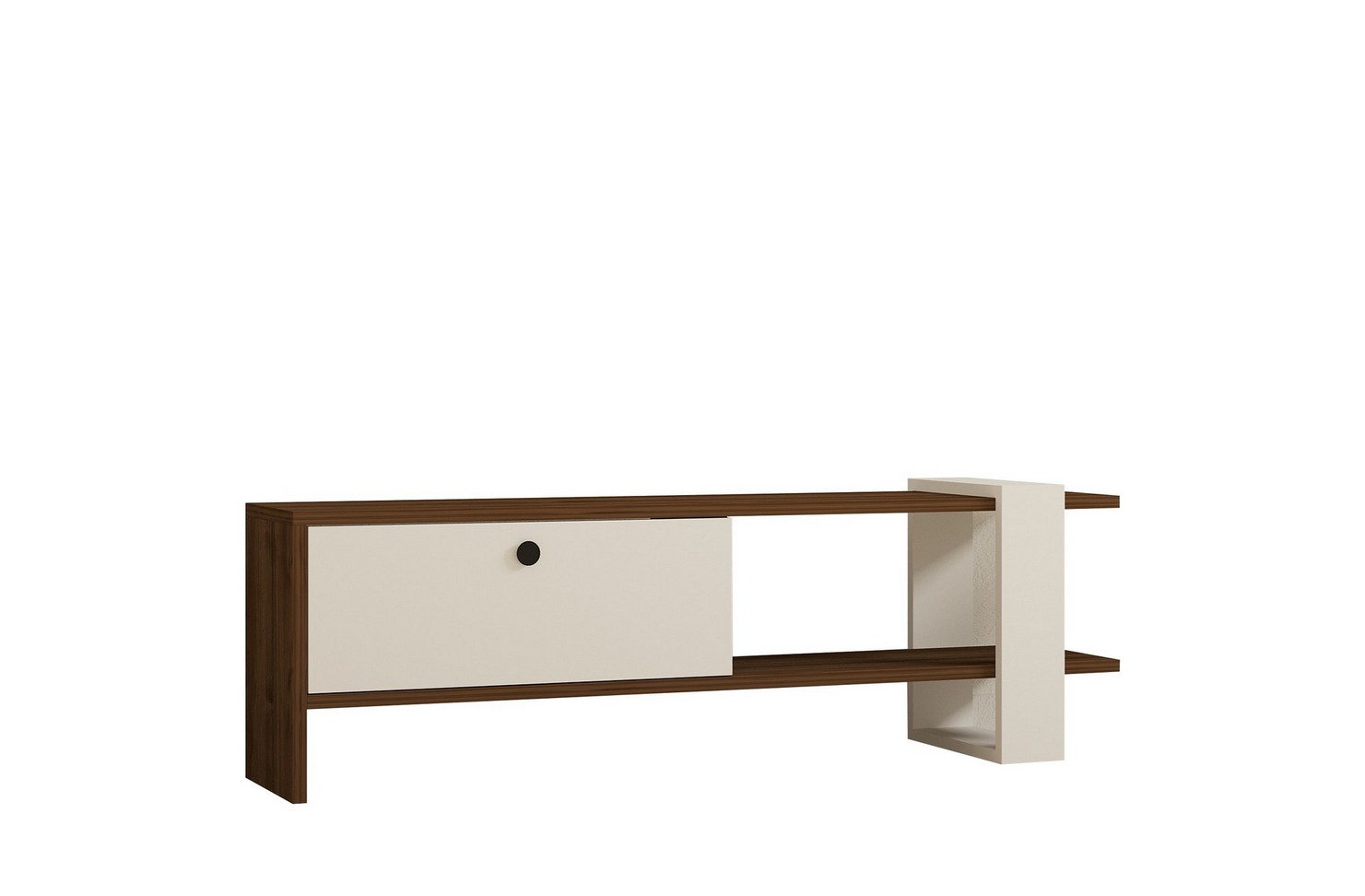 Norda Design moderne TV-benk med hyller, valnøtt og hvit, 120 cm | 100% melaminbelagt, 18 mm tykk | stilig oppbevaring