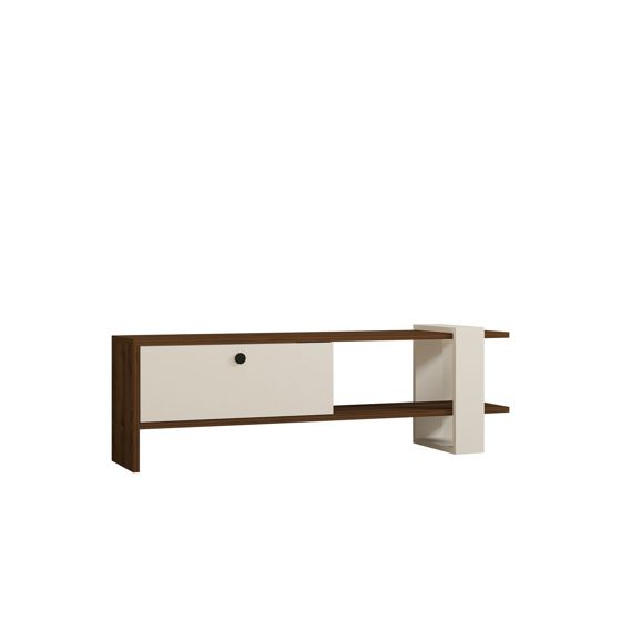 Norda Design moderne TV-benk med hyller, valnøtt og hvit, 120 cm | 100% melaminbelagt, 18 mm tykk | stilig oppbevaring