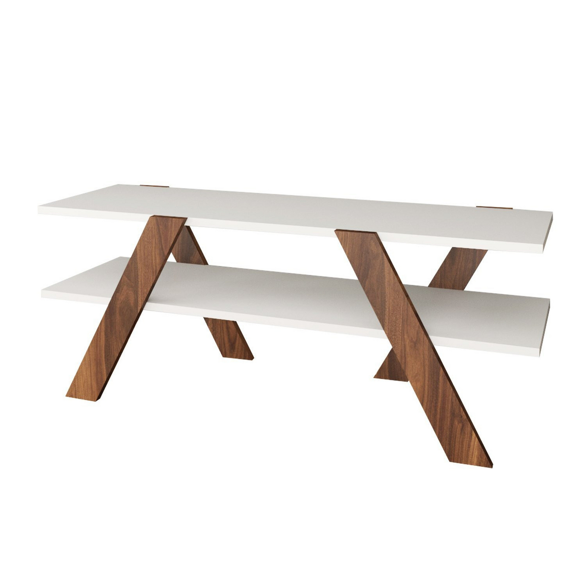 Norda Design moderne TV-benk, hvit og valnøtt, 120 cm | 100% melaminbelagt, 18 mm tykk | veggmonterbar design