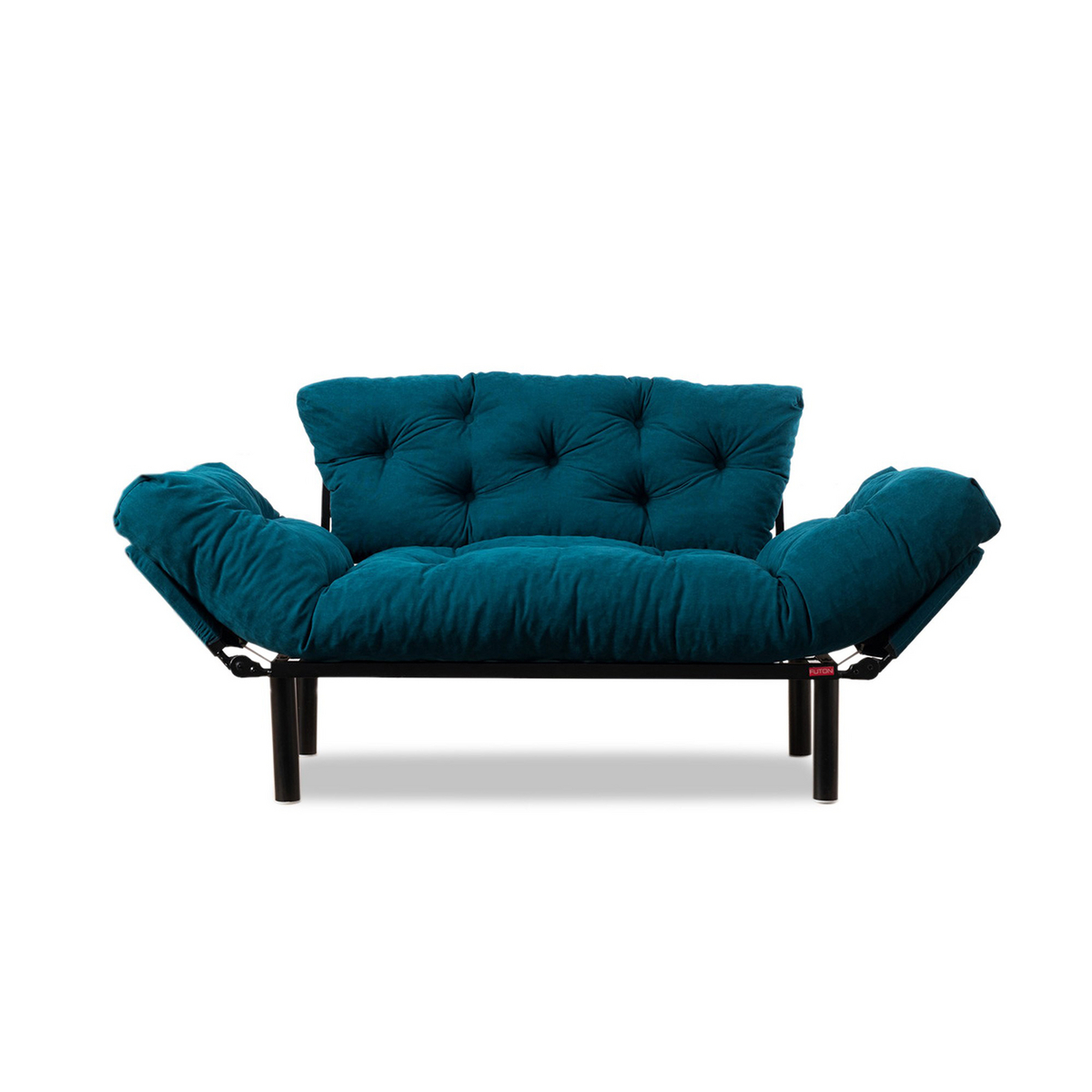 Norda Design petrolblå 2-seters sovesofa, 100% metallramme, lettstelt mikrofiber, 200 kg kapasitet | stilig og funksjonell