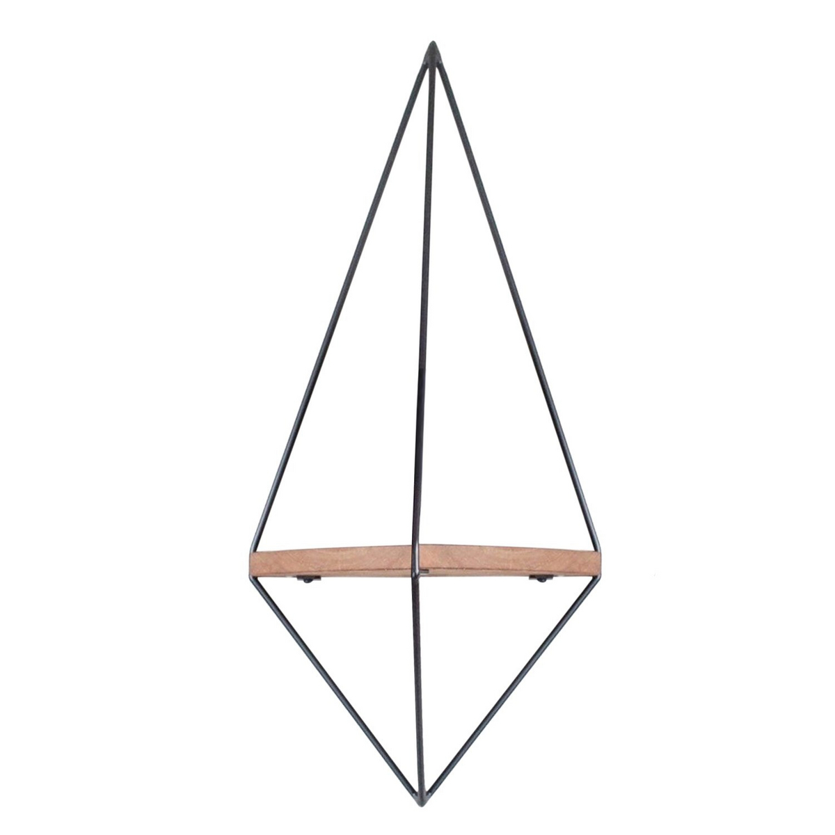 Norda Design moderne dekorativ vegghylle i tre, 60 cm, valnøtt og svart, 100% grantre og metallramme | stilig industriell design