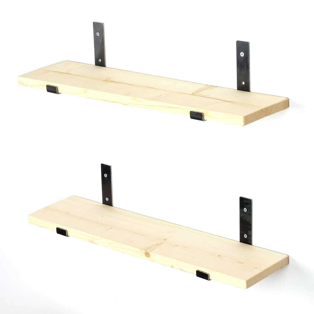 Norda Design håndlaget dekorativ vegghylle i tre, 60 cm, svart og eik, 100% grantre og metall | stilig industriell design
