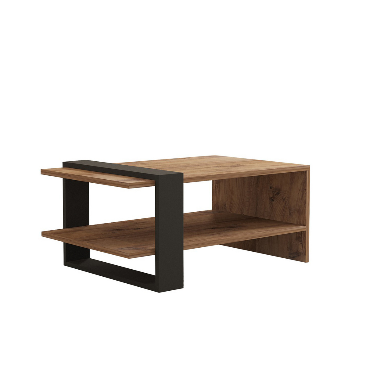 Norda Design moderne sofabord i 2 nivåer, eik og antrasitt, 80x35x55 cm | 100% melaminbelagt, 18 mm tykk | stilig oppbevaring