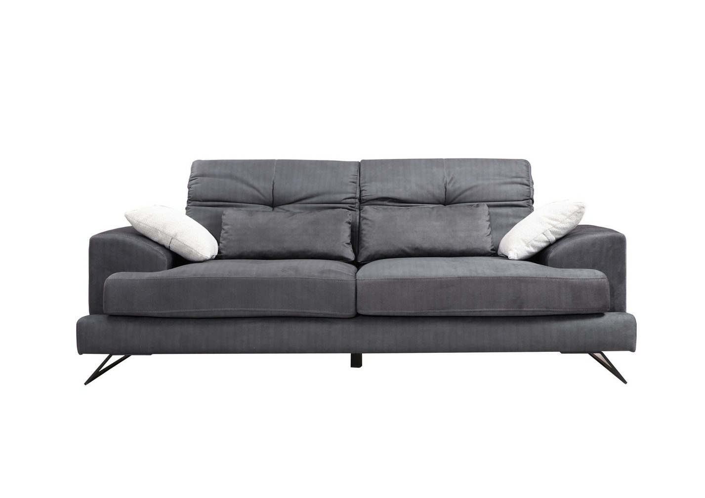 Norda Design stilig 2-seters sofa, antrasitt, 185 cm | bøkramme, justerbar rygg, myke skumputer