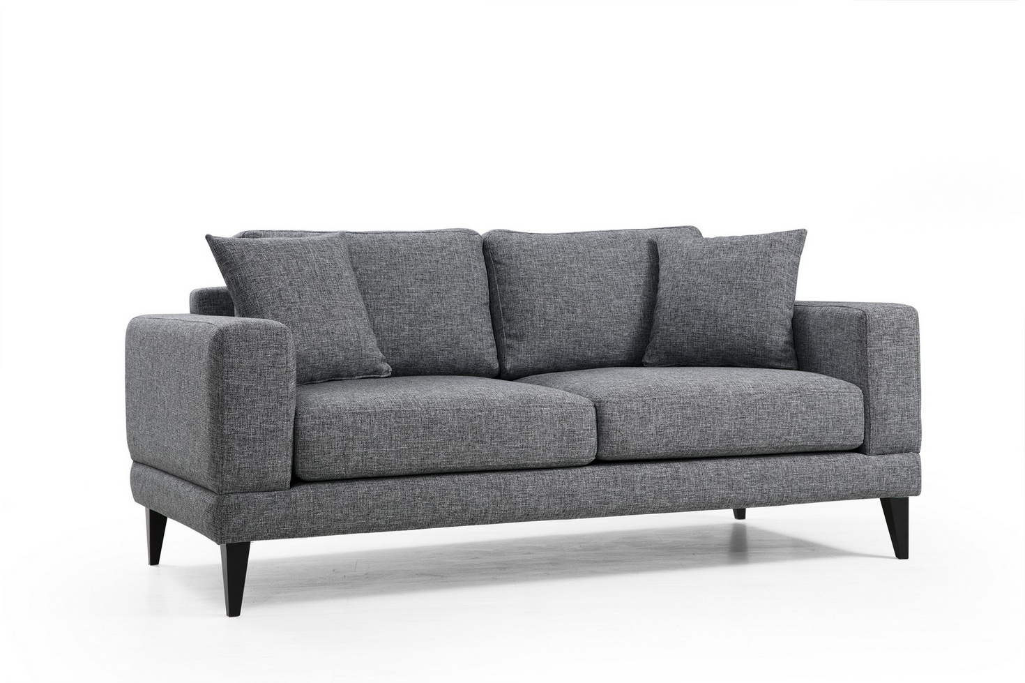 Norda Design stilig 2-seters sofa, mørkegrå, 180x90x85 cm | bøkramme, 100% polyester, flyttbare puter