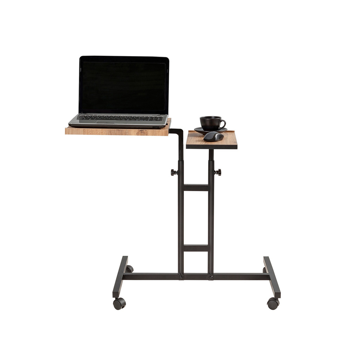 Norda Design justerbar stående laptopbord, Atlantic-furu og svart, 67x87x45.5 cm | 100% melamin, hjulben, moderne design
