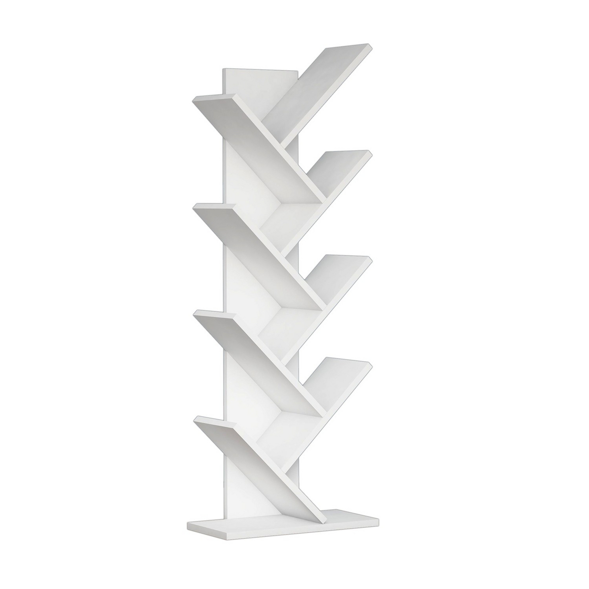 Norda Design moderne hvit bokhylle, 46 cm x 128.5 cm x 22 cm | 100% melaminbelagt, 18 mm tykk | veggmonterbar, stilig design