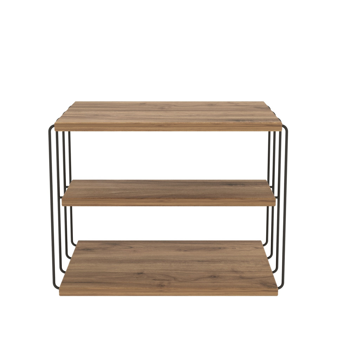 Norda Design moderne 2-nivå sidebord, Atlantic-furu og svart, 50 cm x 33 cm x 40 cm | 100% melamin og metallramme | stilig industriell design