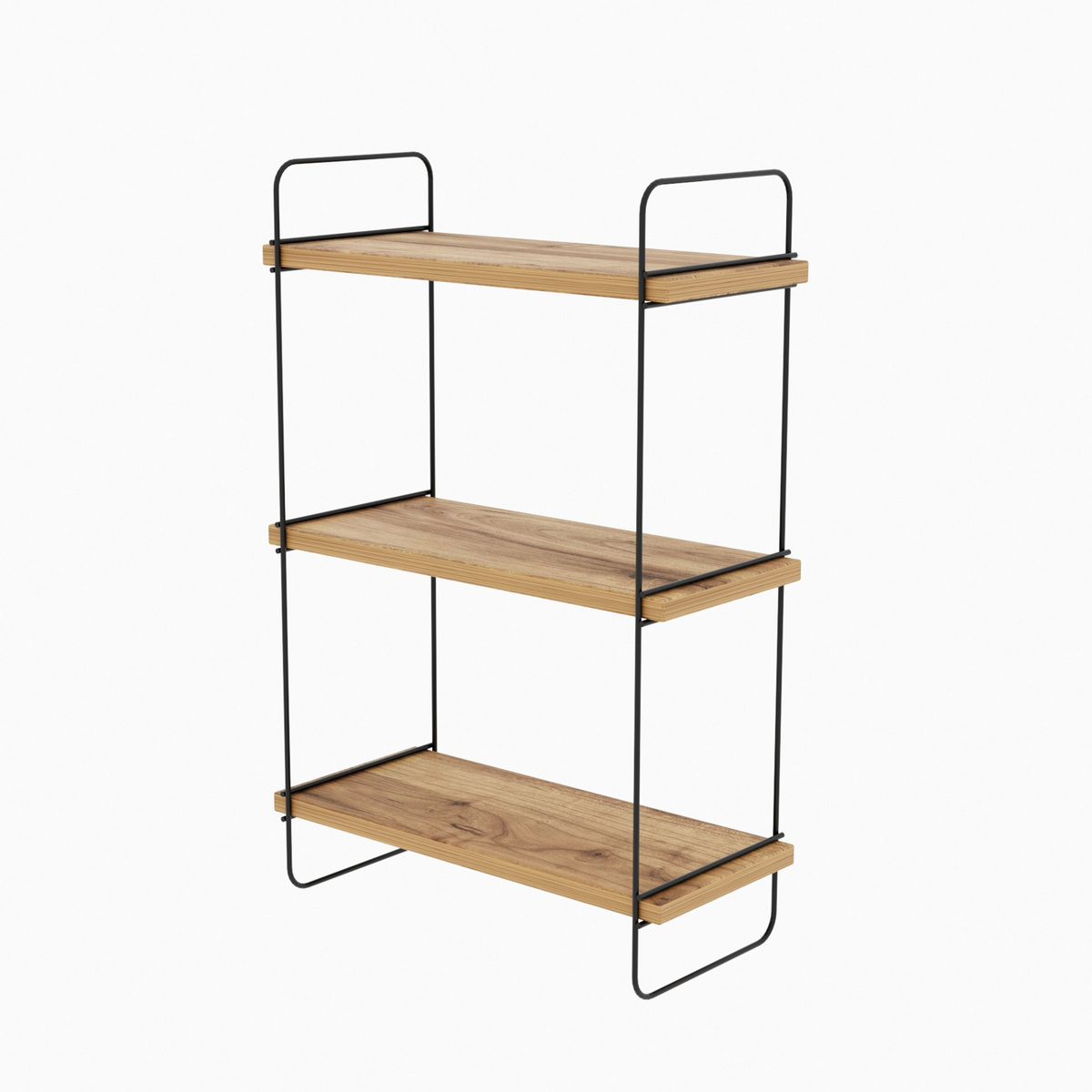 Norda Design moderne vegghylle, Atlantic-furu, 40x66x20 cm | 100% melaminbelagt, metallramme | stilig og funksjonell