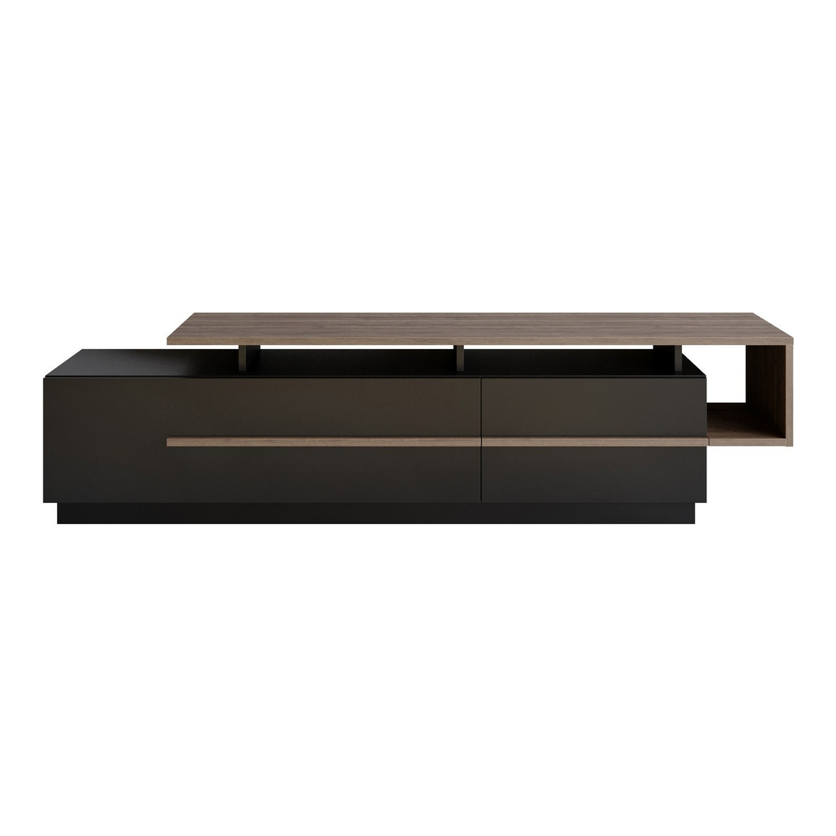 Norda Design moderne TV-benk med mulighet for veggmontering, svart og valnøtt, 180 cm | 100% melaminbelagt, 18 mm tykk, stilig design