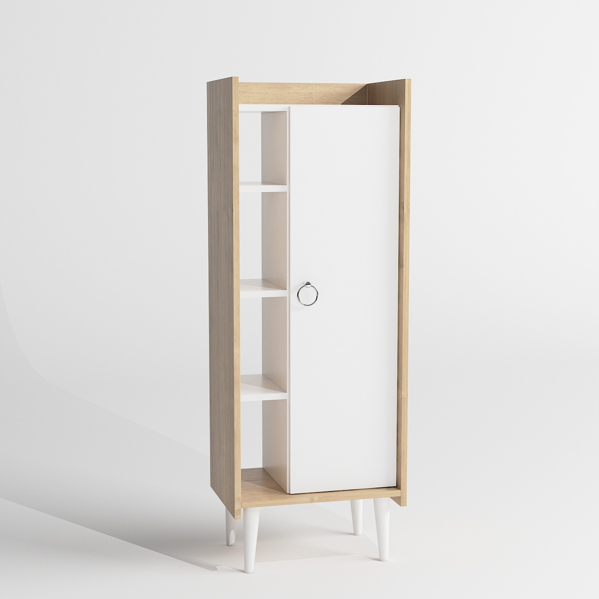 Norda Design moderne multifunksjonelt skap, eik og hvit, 50x140x30 cm | 100% melaminbelagt, 18mm tykk | veggmonterbar