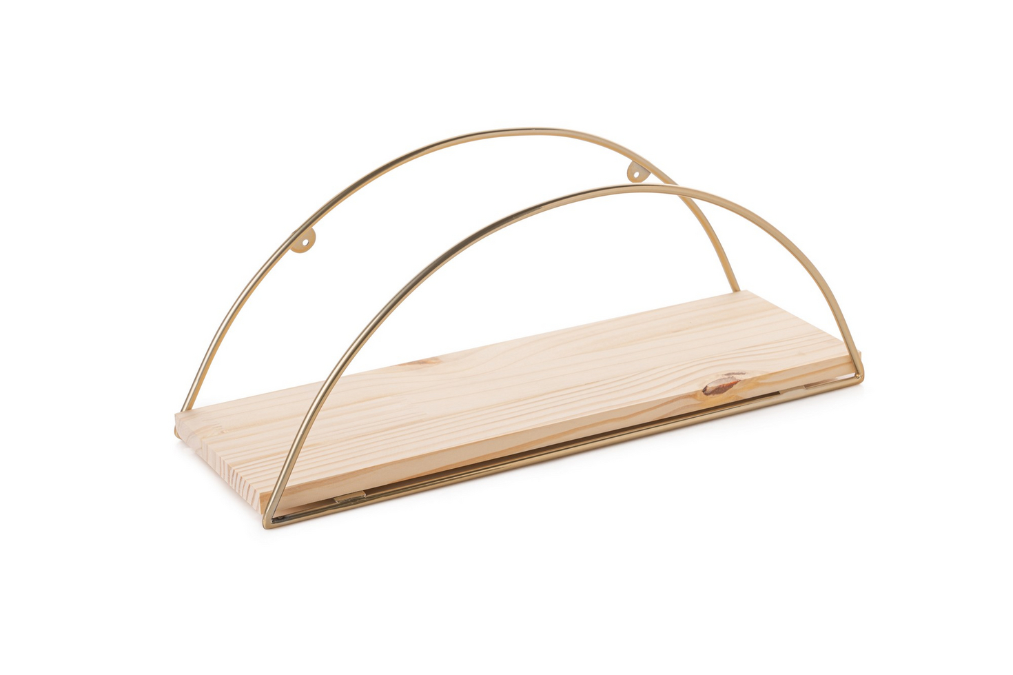 Norda Design vegghylle i massivt tre, 41 x 17 x 16 cm, gull og brun | metallbraketter, 3 kg kapasitet | moderne design