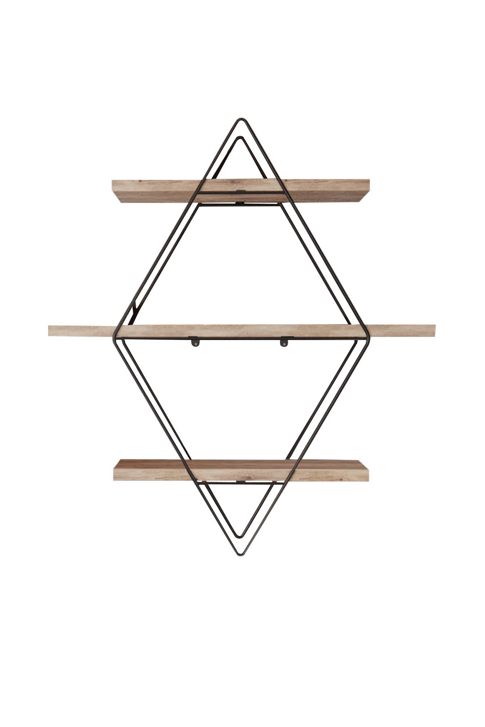 Norda Design moderne vegghylle, massivt tre med metallbraketter, 70 x 16 x 60 cm, gull og svart | 12 kg kapasitet, unikt design