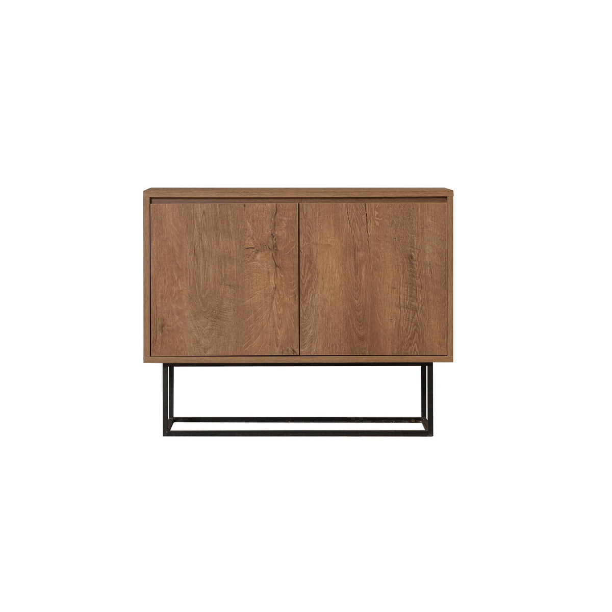 Norda Design moderne valnøtt og svart konsollbord, 90x72x36 cm, 100% melaminbelagt, metallben, veggmonterbar
