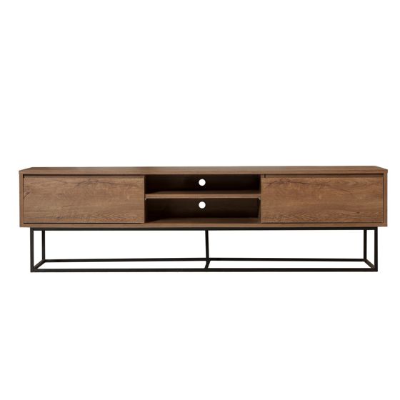 Norda Design moderne TV-benk med metallramme, valnøtt og svart, 180x50x40 cm | 100% melamin, veggmonterbar, stilig design