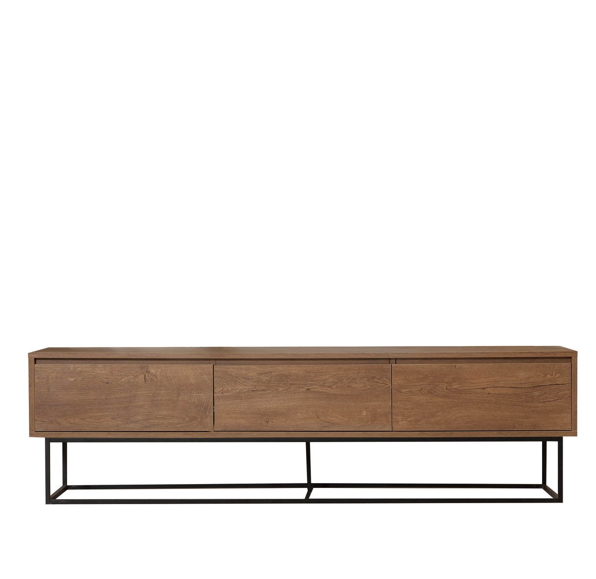 Norda Design moderne TV-benk med metallramme, valnøtt og svart, 180x50x40 cm | 100% melaminbelagt, veggmonterbar