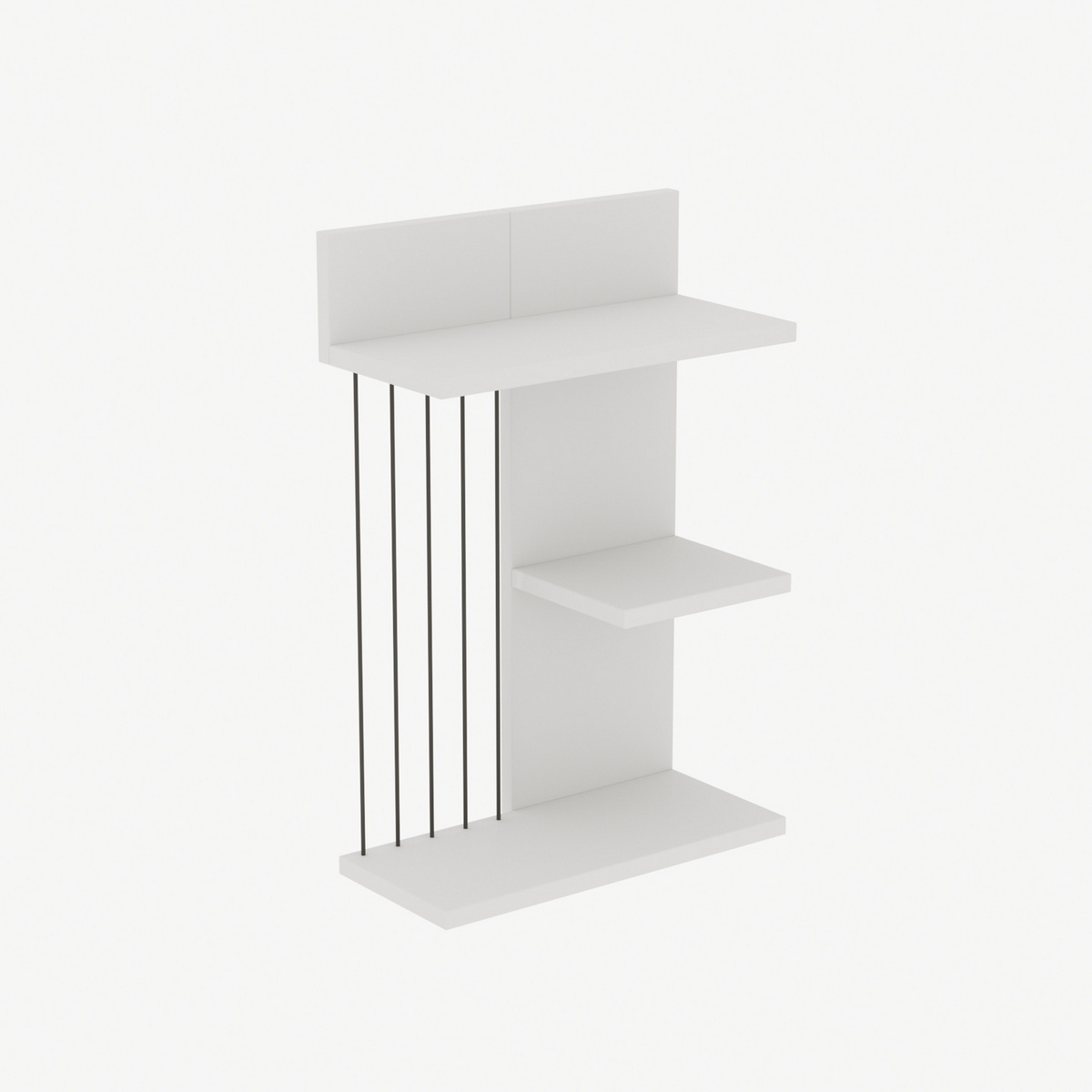 Norda Design moderne hvit vegghylle, 40x60x19 cm, 100% melaminbelagt, 18mm tykk, flere hyller, plassbesparende