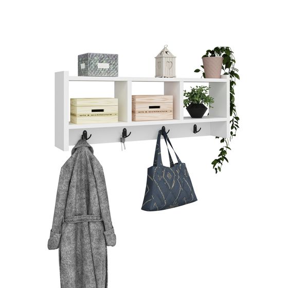 Norda Design moderne hvit kleshenger, 75.6 cm, 100% melaminbelagt, veggmonterbar, 8.8 lb kapasitet | skandinavisk design