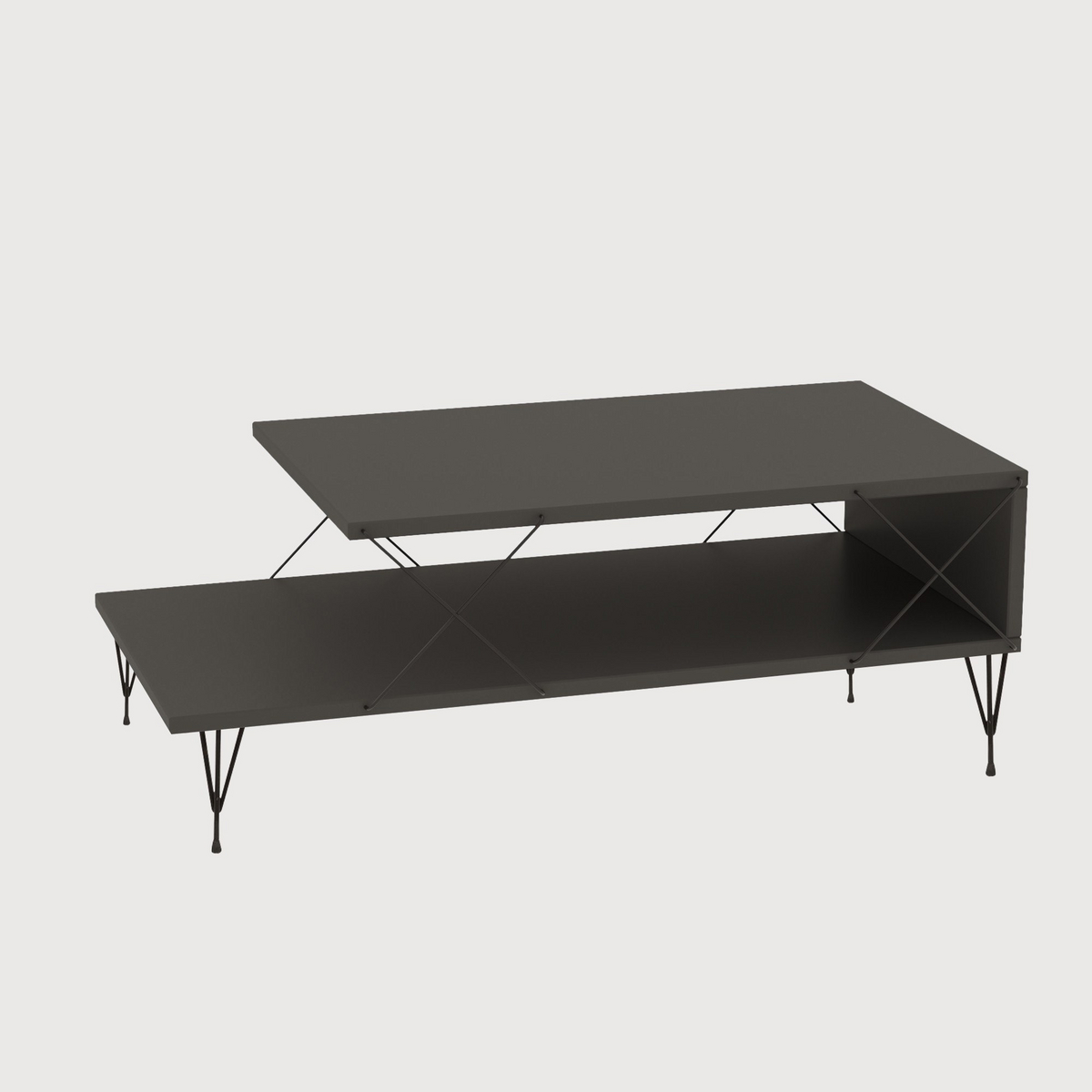 Norda Design moderne antrasitt sofabord, 100 cm | 100% melaminbelagt, metallben, 18 mm tykk | stilig og slitesterk