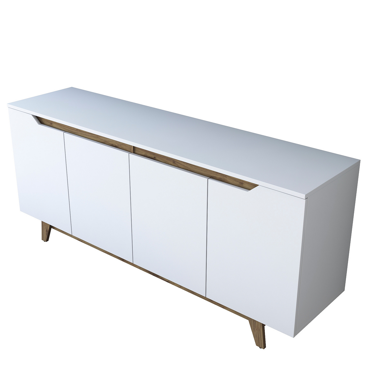 Norda Design moderne konsollbord med hyller, hvit og valnøtt, 180 cm | 100% melaminbelagt, veggmonterbar, stilig design