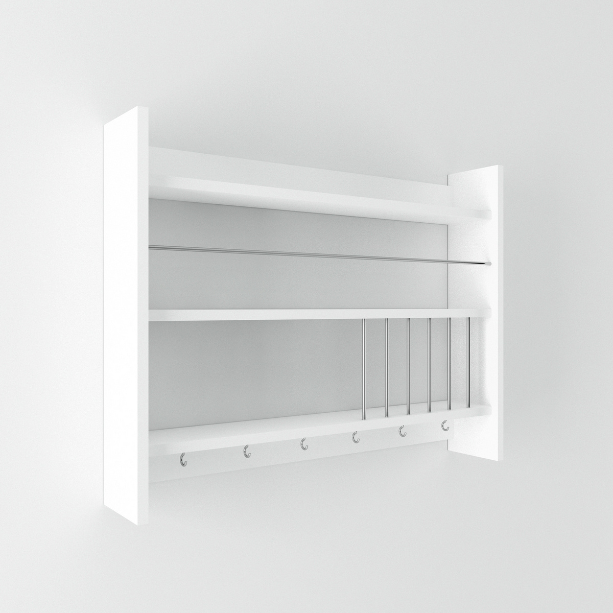 Norda Design moderne kjøkkenhylle, hvit, 85 x 15 x 65 cm | 100% melaminbelagt, 18 mm tykk | veggmonterbar design