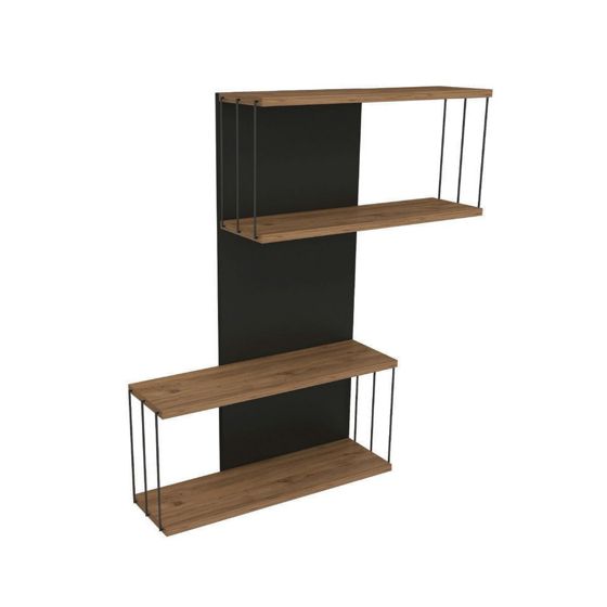 Norda Design moderne vegghylle, antrasitt og eik, 65 x 96 x 19 cm | 100% melaminbelagt, 18 mm tykk | stilig og funksjonell