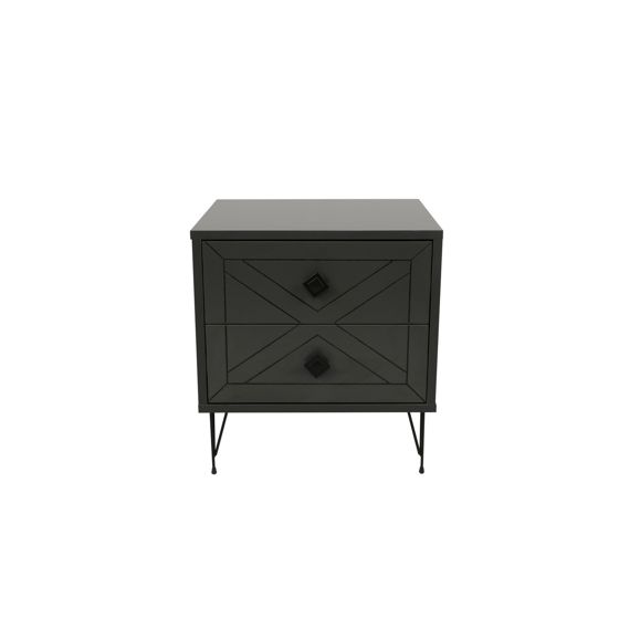 Norda Design moderne antrasitt nattbord med 2 skuffer, metallben, 50x55x40 cm | 100% melaminbelagt, 18 mm tykk