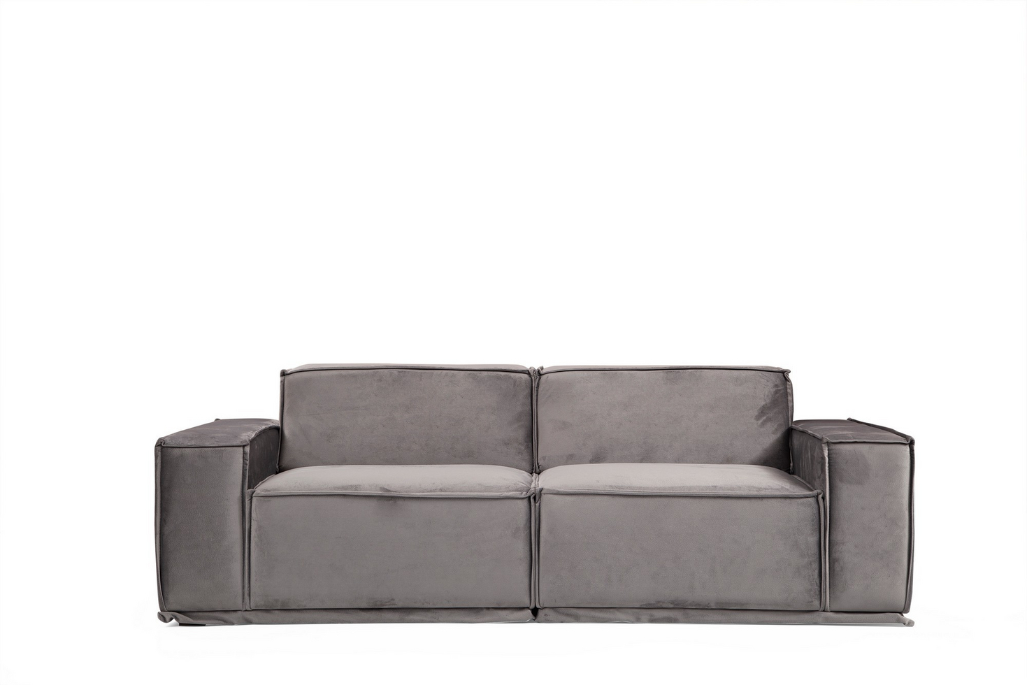 Norda Design stilig 2-seters sofa, grå polyester, 215 x 100 x 76 cm | bøkramme, mykt skum, 2 puter inkludert