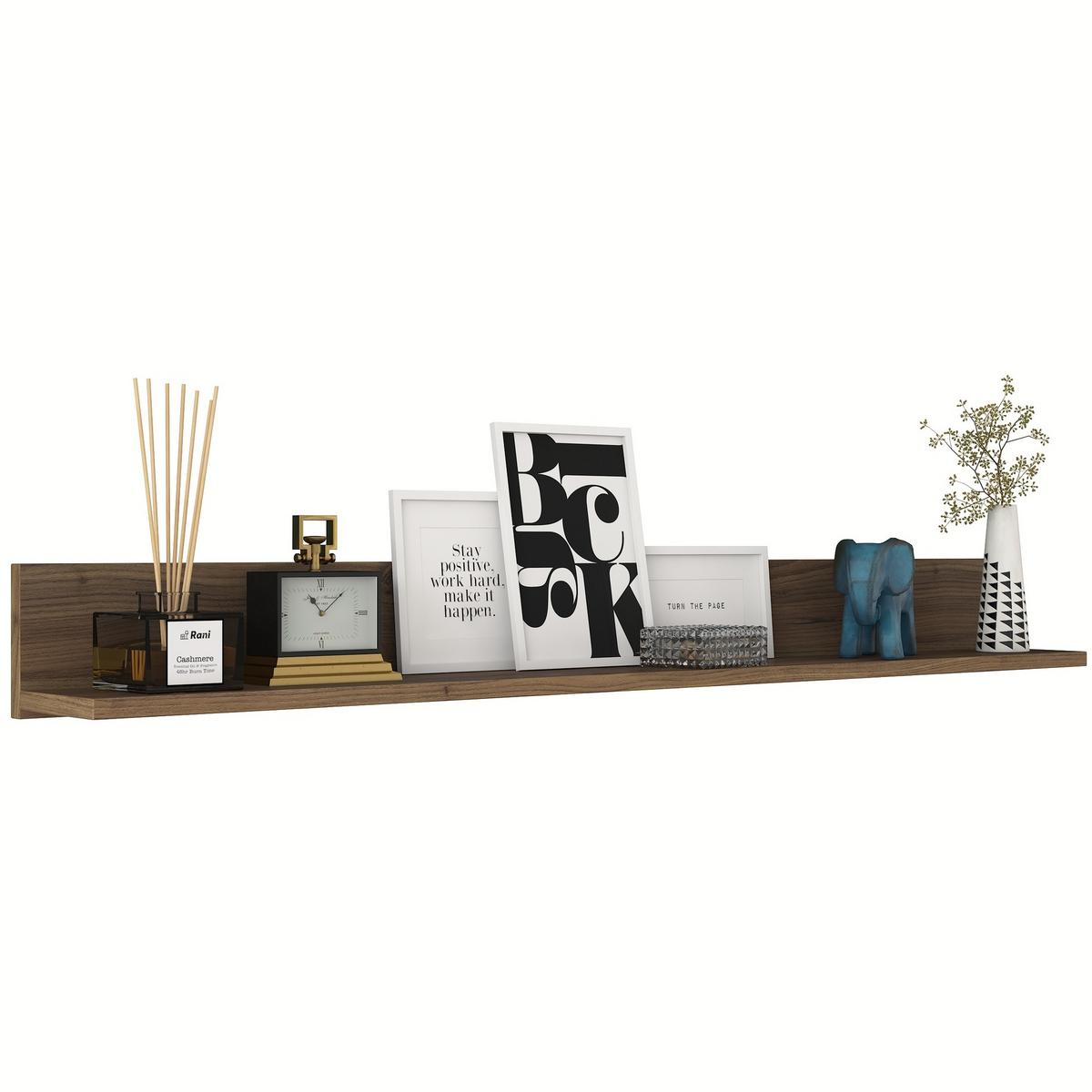 Norda Design moderne valnøtt vegghylle, 135.8 cm x 15 cm x 13 cm | 100% melaminbelagt sponplate | stilig og funksjonell