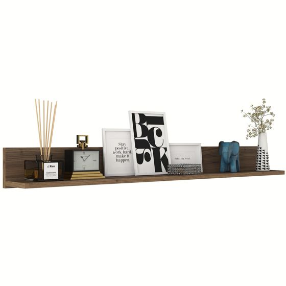 Norda Design moderne valnøtt vegghylle, 135.8 cm x 15 cm x 13 cm | 100% melaminbelagt sponplate | stilig og funksjonell