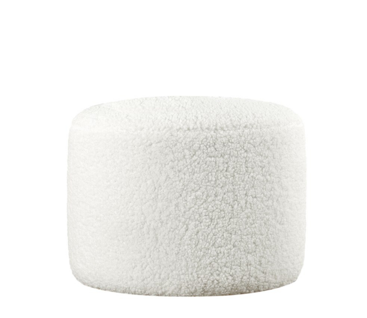 Norda Design elegant hvit fuskepels puff, 39 cm høyde, 54 cm dybde | 10 cm ortopedisk skum, PVC-belagte ben