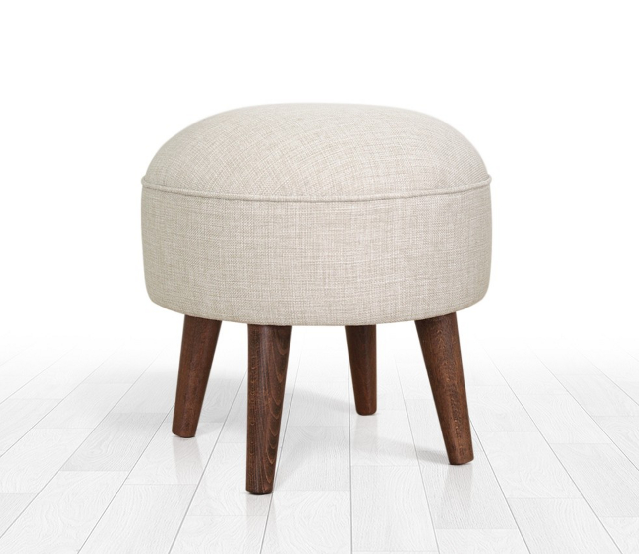 Norda Design elegant krem puff med treben, 43 cm høyde, 50% bomull/50% fløyel, ortopedisk skum | skandinavisk design