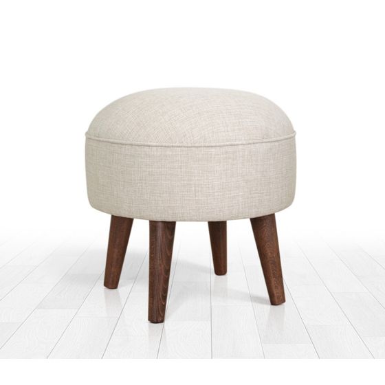Norda Design elegant krem puff med treben, 43 cm høyde, 50% bomull/50% fløyel, ortopedisk skum | skandinavisk design