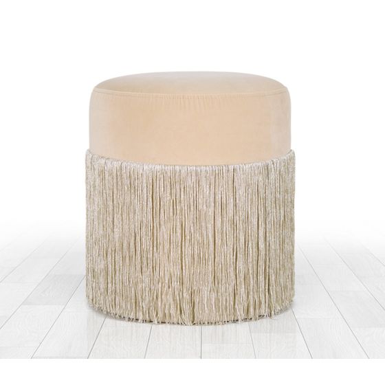 Norda Design moderne fløyelspuff, krem, 40 cm høyde x 45 cm dybde | 100% fløyel, 6 cm ortopedisk skum, 150 kg kapasitet