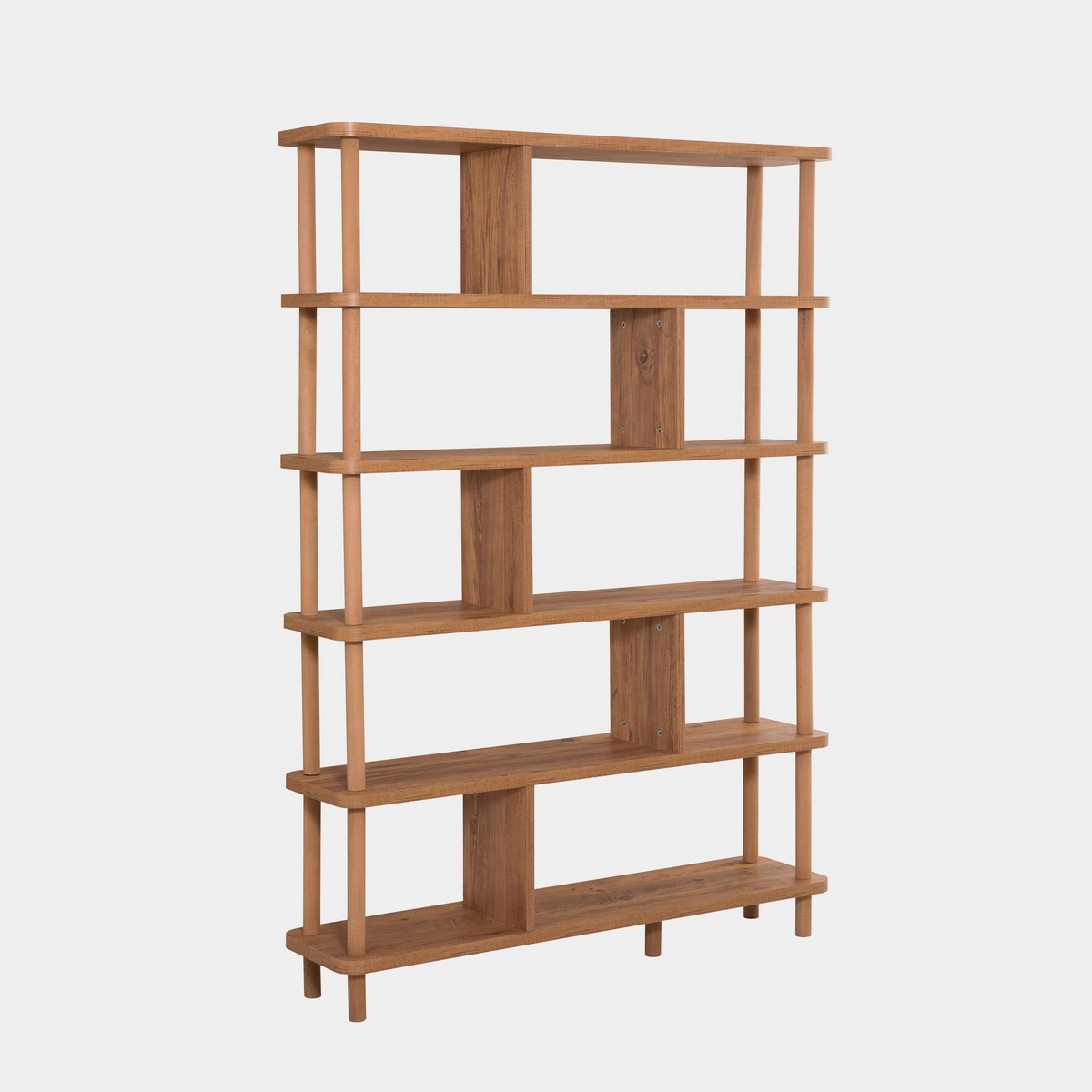 Norda Design moderne Atlantic-furu bokhylle, 120x168.5x28 cm | 100% melaminbelagt, 25 mm tykk | verktøyfri montering