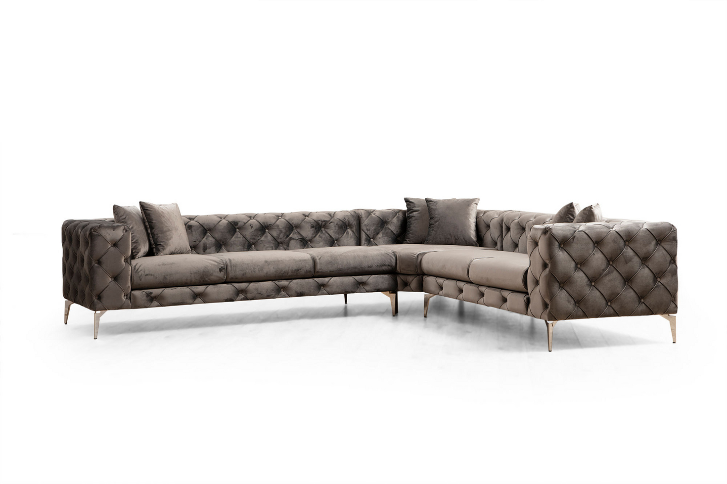 Norda Design moderne hjørnesofa, antrasitt, 310x270 cm | bøkramme, 100% polyester, 6 puter inkludert