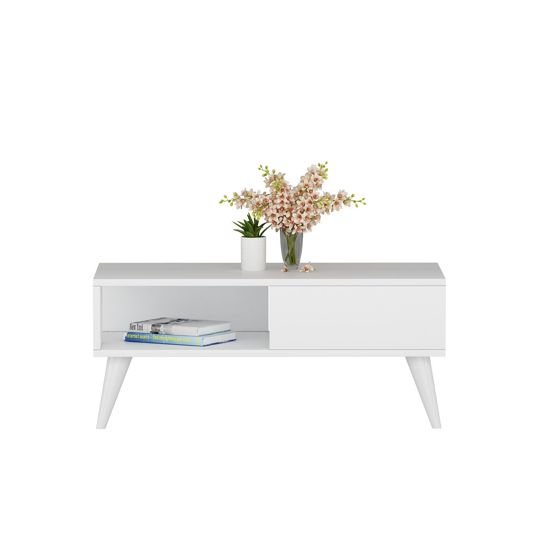 Norda Design moderne hvit sofabord, 90 x 45 x 40 cm | 100% melaminbelagt sponplate, 18 mm tykk | skandinavisk design