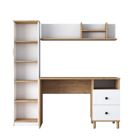 Norda Design moderne skrivebord, valnøtt og hvit, 120 x 50 x 161.8 cm | 100% melaminbelagt, 18 mm tykk | stilig og funksjonell