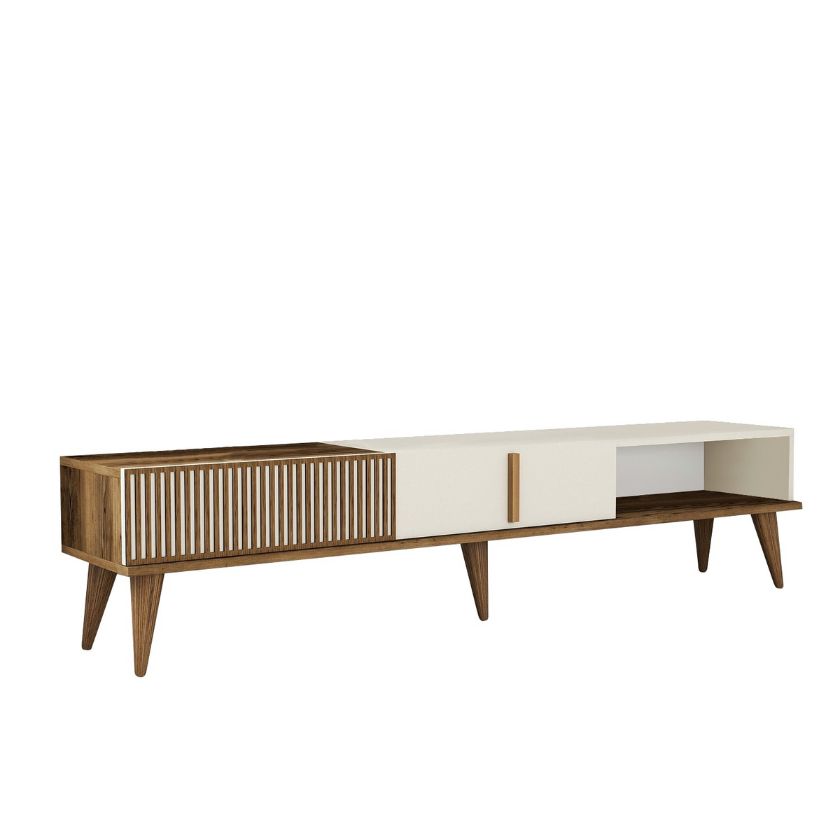 Norda Design moderne TV-benk, valnøtt og krem, 180 cm | 100% melaminbelagt, 18 mm tykk, veggmonterbar, 30 kg