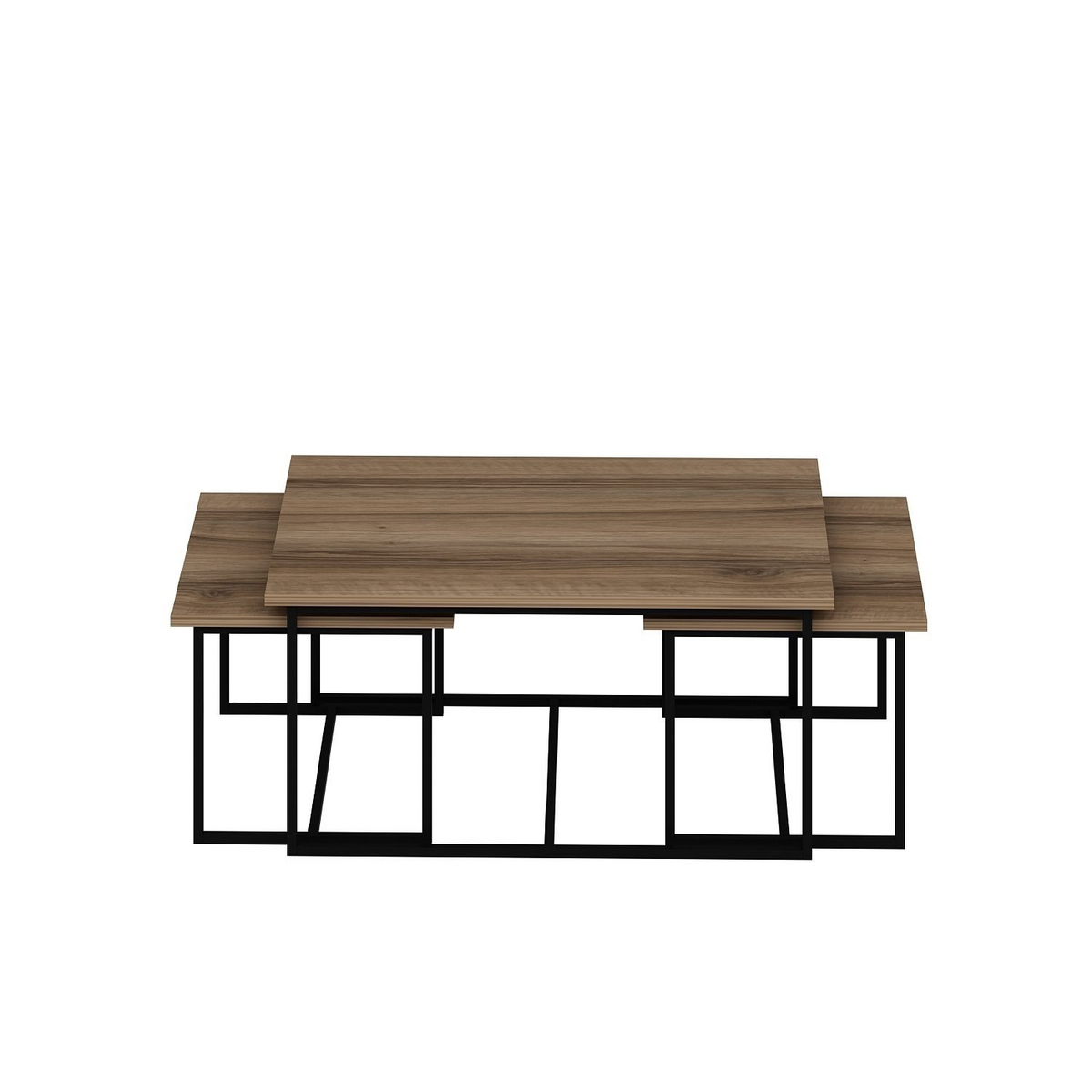 Norda Design moderne valnøtt sett med innskuddsbord (3 deler) | 100% melaminbelagt, metallramme | stilig og funksjonell